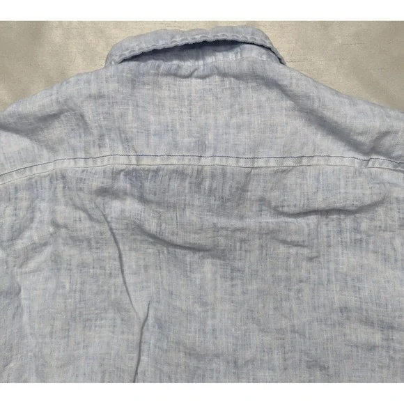 VICTOR Men Size 2XL Blue Dye 100% LINEN Long Sleeve Button Shirt Made In Spain - Picture 13 of 14